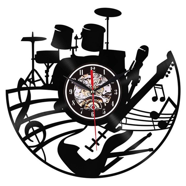 Guitar Wall Art Wall Clock Musical Instrument Home Interior Decor Vinyl Record Clock Rock N Roll Musical Gift Designer Clock Designer Clocks From