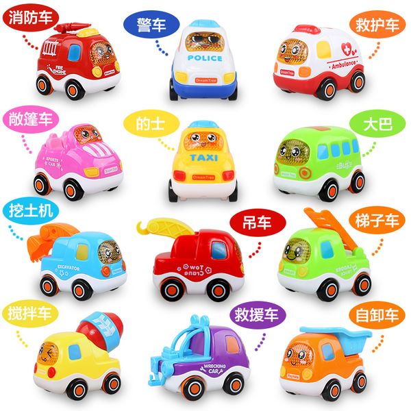 

7pcs/setchildren's cartoon inertia pull back car engineering car toys early education puzzle 1-3-6 years old anti-fall baby toys