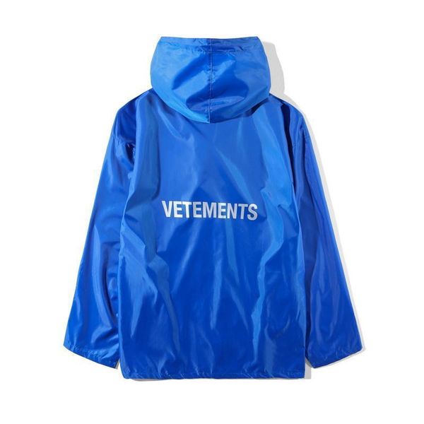 

2019vetements women men long style jacket raincoat quality 1:a1 hiphop oversized jackets coat blue& green raincoat, Black;brown