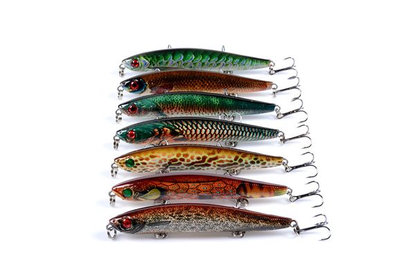 

lifelike painted laser crankbaits pencil fishing lure 7colors 9.3cm 7.9g 3-d lipless bionic fish bass bait