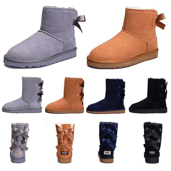 

new wgg women boots short mini australia classic knee tall winter snow boots designer bailey bow ankle bowtie black grey chestnut size 5-10