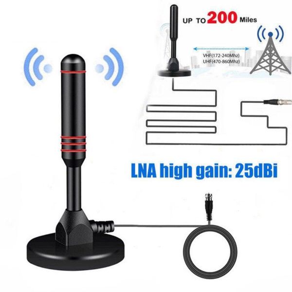 Vendita al dettaglio 200KM VHF UHF amplificatore LumiParty indoor digital HDTV TV antenna ad alto guadagno Antenna 25dBi con accesso alla piattaforma FreeviewEastVita ch