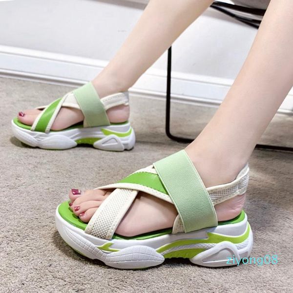 

ribetrini new casual women brand platform shoes women summer fresh wedges sandals 2020 summer slip-on sandalslll z08, Black