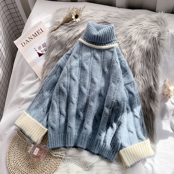 

autumn and winter high neck sweater women korean pullover sweater sweet plus size women sweaters and pullovers turtleneck, White;black