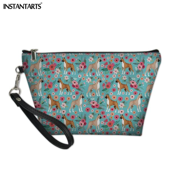 

instantarts 2018 lovely pitbull printing make up storage bag with belt daily necessities storage handbags women cosmetic cases