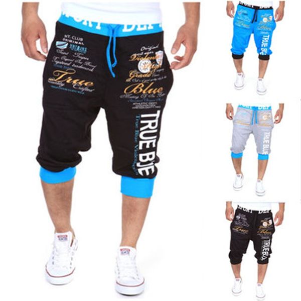

2020 outdoor summer capri jogging joggers gym sports training football soccer digital printing running 3/4 pants, Black;blue