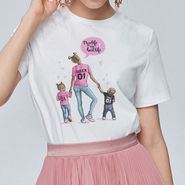 

женщины дизайнерская одежда женские дизайнерские рубашки streetwear harajuku мама печати белая мама для мамы и сына печать футболочку femme, White