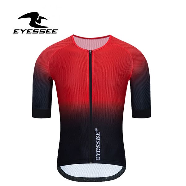 

eyessee 2020 professional fit lightweight fabric cycling jersey summer men's team short sleeve bicycle jersey, Black;red