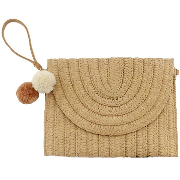 

casual new ball hand clutch bag shoulder crossbody bag straw women woven handbag