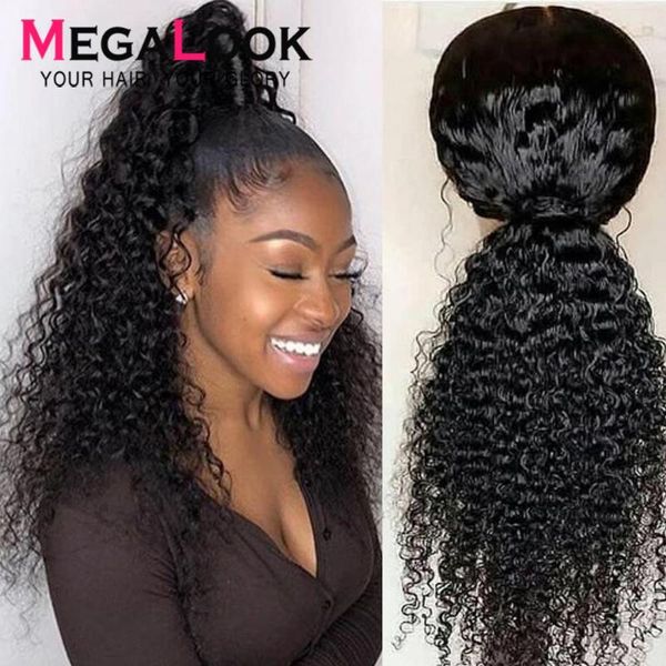 

13x6 lace front wig curly lace front wig frontal remy glueless 30inch wigs for women megalook 13*6 frontal, Black;brown