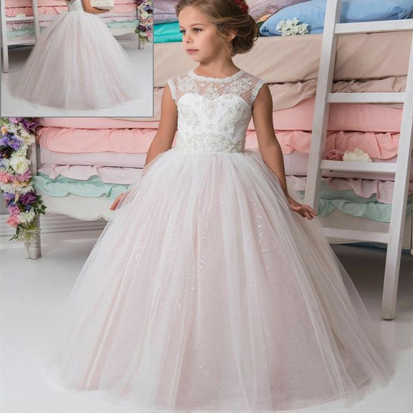 

ivory white lace flower girls dress princess dress first communion, Red;yellow