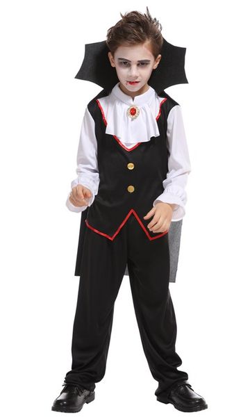 

boy vampire prince boy cosplay costume suit with cape dress set halloween costume for kids role play party cosplay clothing, Black;red
