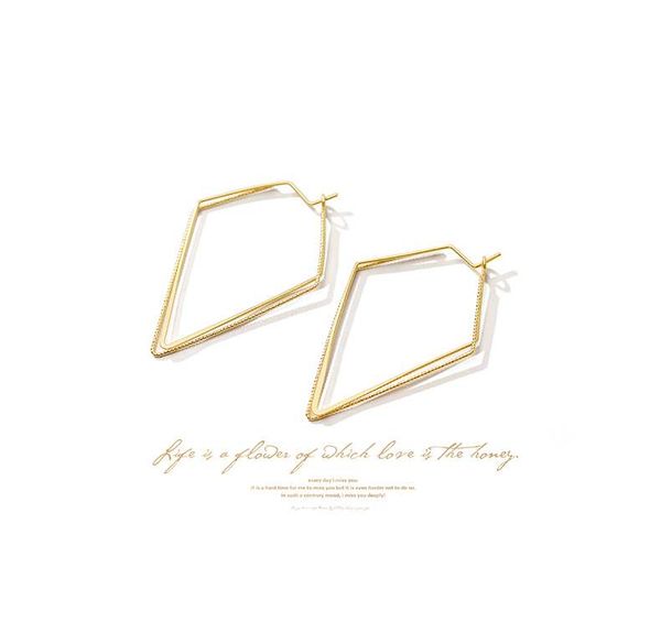

maxi advanced trendsetter temperament niche french atmosphere fashion geometric diamonds earrings golden popular earrings, Silver