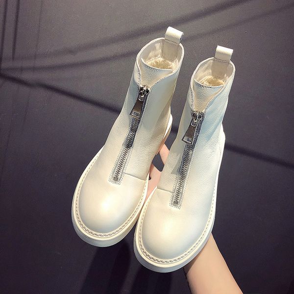 

all-match tide white england short boots women's boots 2019 handsome, Black