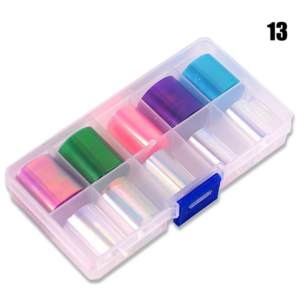 

10 rolls/kit holographic nail foils sticker 2.5x100cm laser transfer sticker foil decals 10 styles/box wrap slide foils stickers, Black
