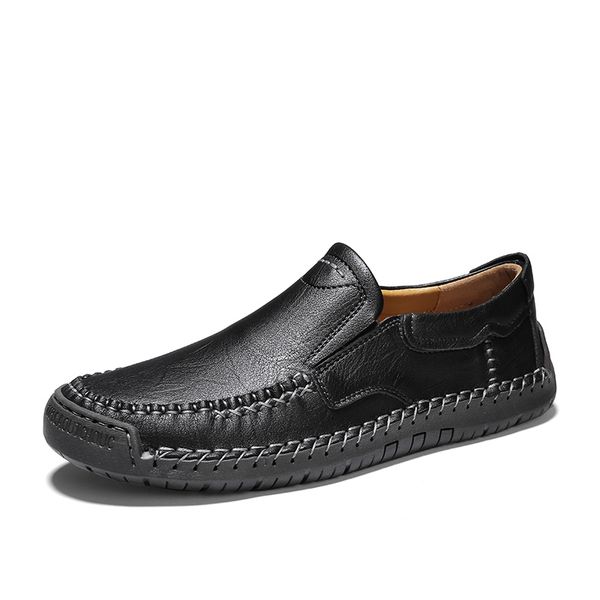 

2020 spring slip on male loafers genuine leather men casual shoes business loafers male black driving shoes men hc-705