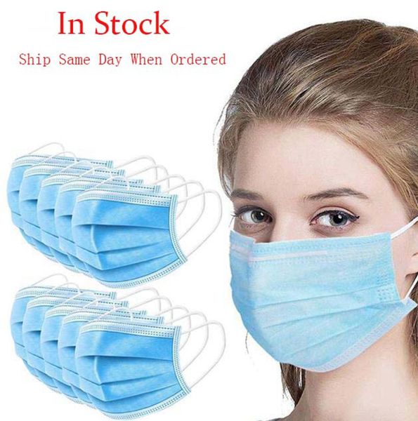 

in stock comfortable protective face masks with elastic ear loop 3 ply blocking dust air pollution protect health your family wholesale