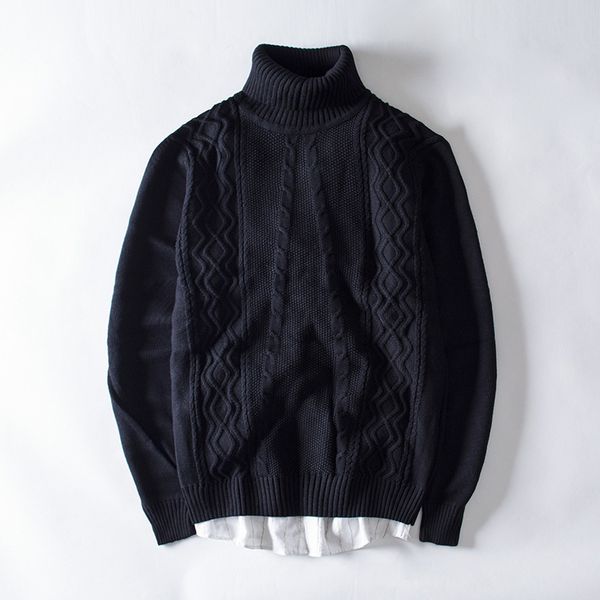 

2019 new men's casual turtleneck sweater young skinny bottom sweater, White;black