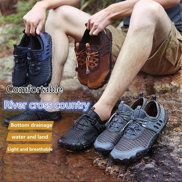

mounchain men breathable aqua shoes flat footwear outdoor seaside elastic upstream light water shoes non-slip sneakers