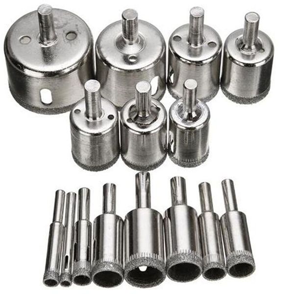 

15pcs plated drill bit glass holes maker 6-50mm diamond coated hole cutter for glass marble tile hole saws _wk