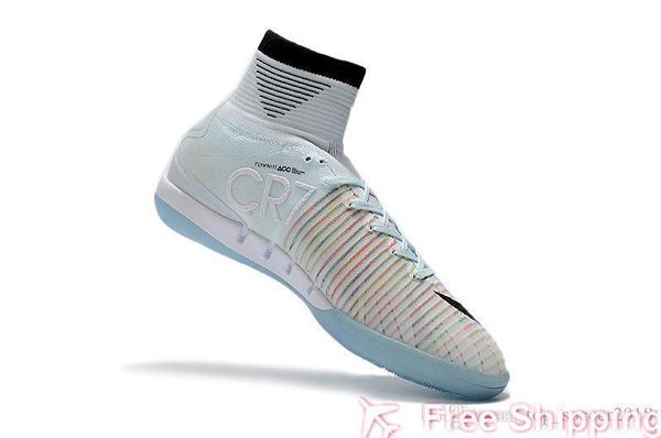 

2019 soccer original white cr7 100% cleats mercurial superfly v ic indoor soccer shoes cristiano ronaldo football boots