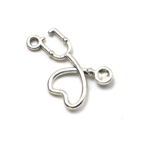 

100pcs/bag ancient silver 21*14mm stethoscope love medical supplies charms pendants jewelry fit making necklaces bracelets accessories gifts, Bronze;silver