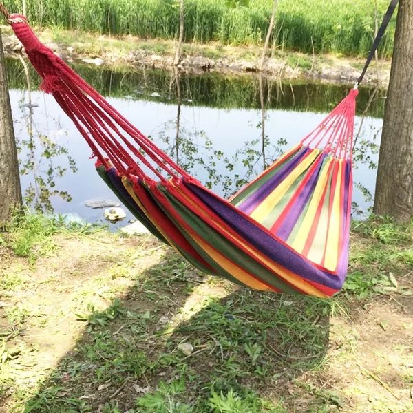 

280x80cm portable travel camping hanging hammock swing lazy chair canvas hammocks