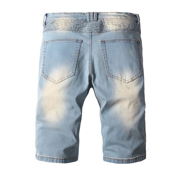 

multi pockets vintage shorts biker washed men`s motorcycle pants denim designer street idopy jeans high for male airqt, Black