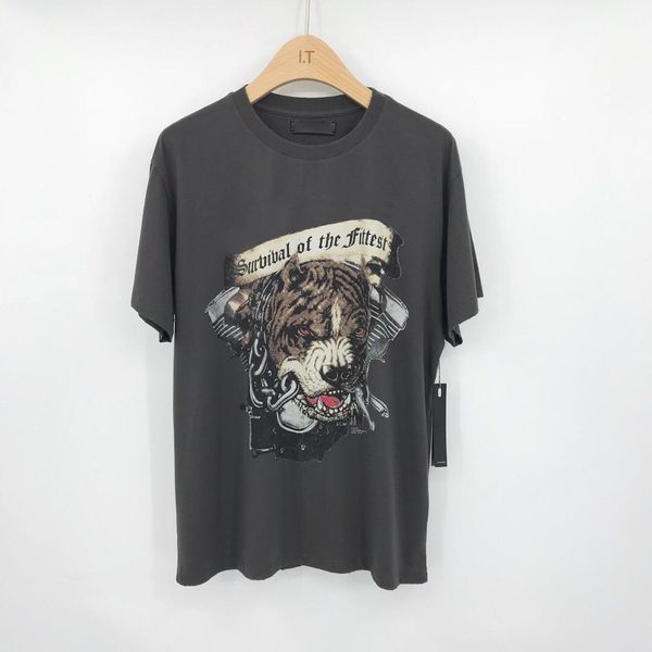 

20ss american pit bull terrier printing oversize t-shirt crew neck women mens tee couple designer fashion shirt hfxhtx046, White;black