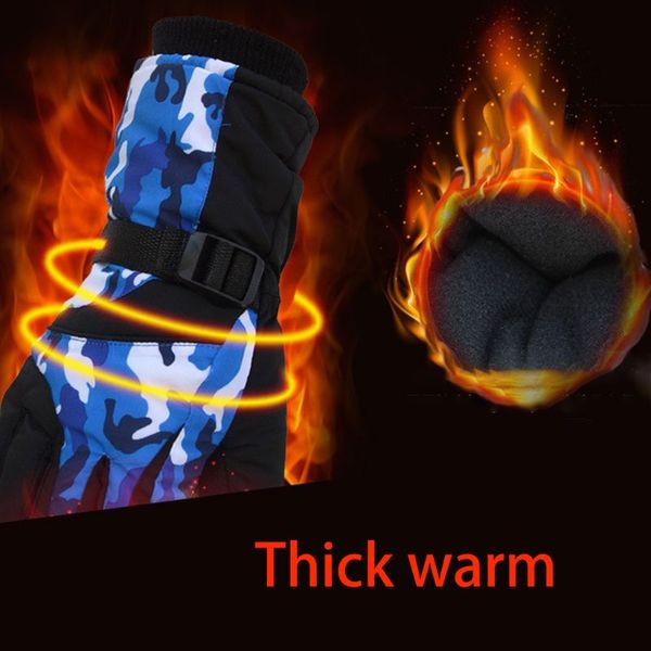 

winter camo stripes snow ski gloves waterproof thermal plush warm mittens y98f