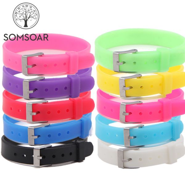 

somsoar jewelry 8mm&10mm width silicone charm bracelet rubber bands fit 8mm& 10mm diy slide charms for gift colour mixture, Golden;silver