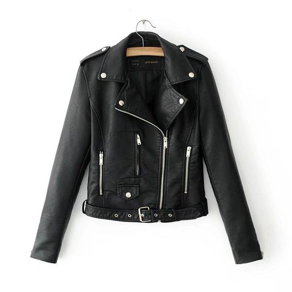 

womail winter coat women 2019 ladies lapel motor white zip jacket biker short punk cropped jacket womens large size, Black;brown