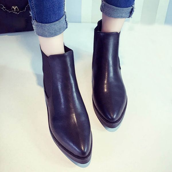

elegant boots bottes femmes platform shoes high heels women ankle boots comfortable shoes pointed women fashion, Black