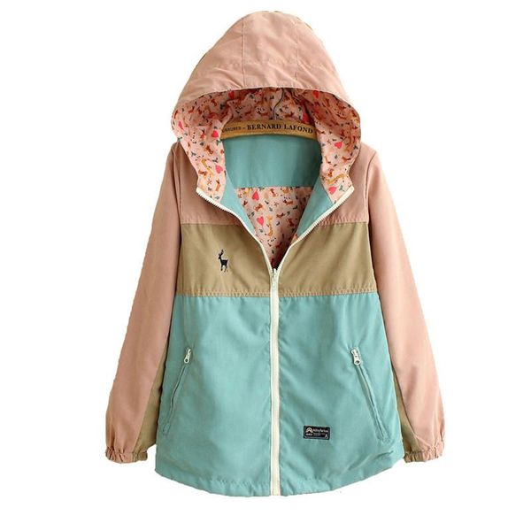 

spring autumn windbreaker women long loose outerwear hooded two side thin jacket denim coat female windbreakers jackets clothes fit, Black;brown