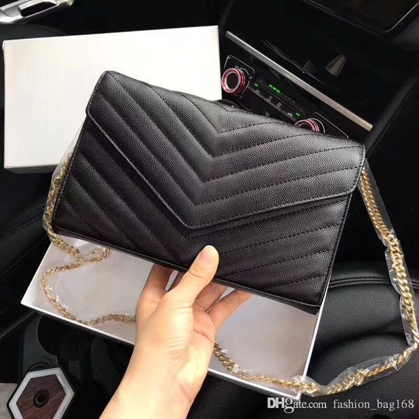 

classic women v shape golden chain shoulder bag flap crossbody bags wallet card bags real leather clutch bags messenger bag shopping tote