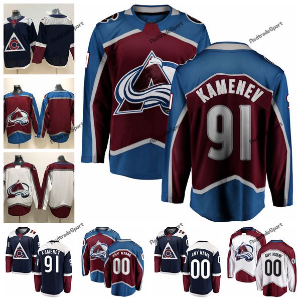 

2019 vladislav kamenev colorado avalanche hockey jerseys mens alternate blue #91 vladislav kamenev stitched jerseys customize shirts s-xxxl, Black;red