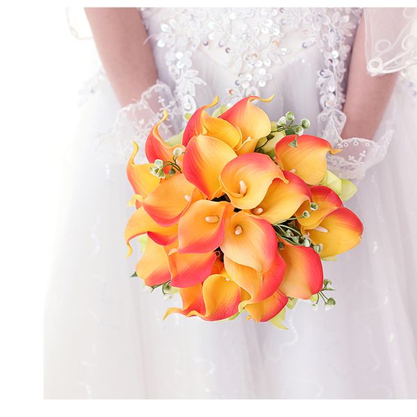 

pu calla lily wedding bridal bouquet bridesmaid hand hold artificial flowers bouquets handmade wedding floral home decoration