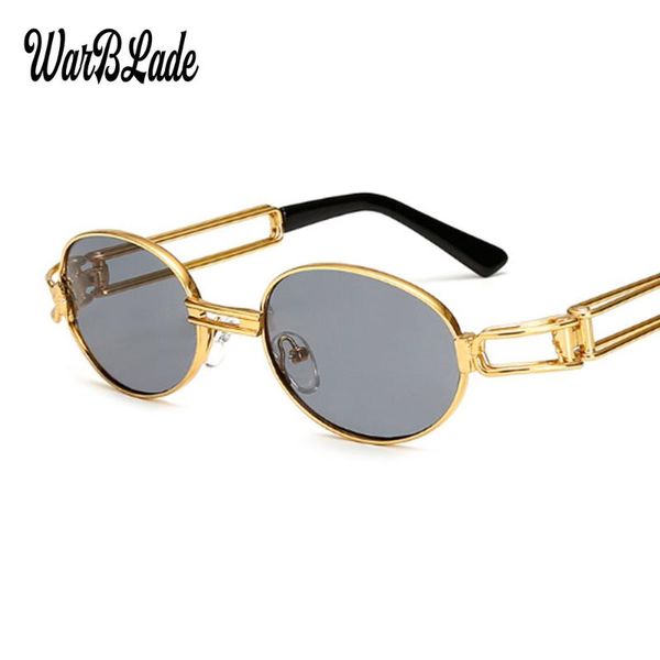 

new retro vintage sunglasses men small round gold metal small sun glasses for men fashion women hollow 2020 warblade, Black
