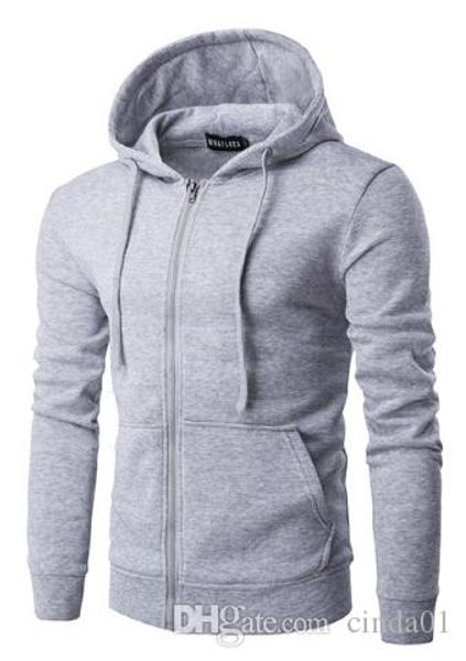 

autumn outwear hoodies men's casual solid color hoodies male sweatshirt men zipper coat big pocket, Black