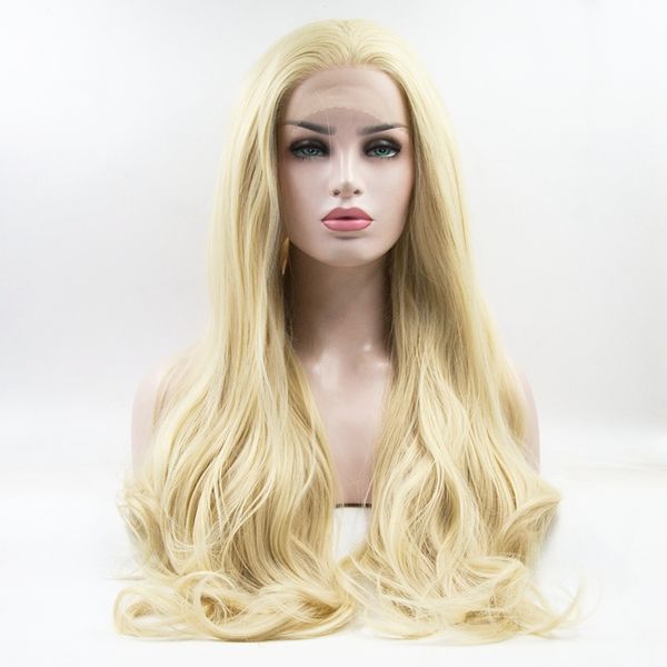 Free Part Blonde Wig Synthetic Lace Front Wigs Natural Blonde Heat