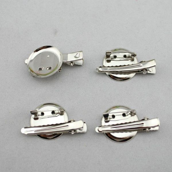

оптовые 100pcs / серия 2.8cm diy нержавеющей стали контактной брошь двойное назначение интегрированного зажим для груди корсажа и волосы цве, Slivery;white