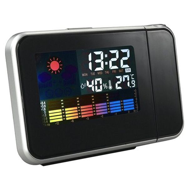 

lixf digital weather temperature humidity wall projection snooze alarm clock led display