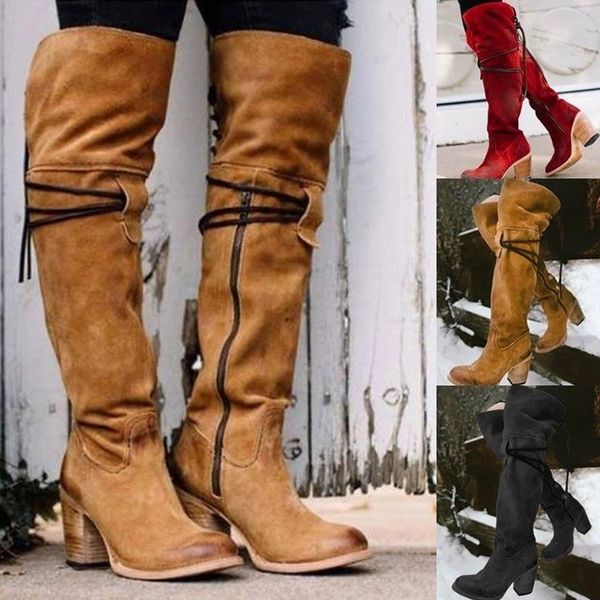 

women autumn platform mid calf boots female lace up boot plus size buckle strap zipper ladies low heel shoes, Black