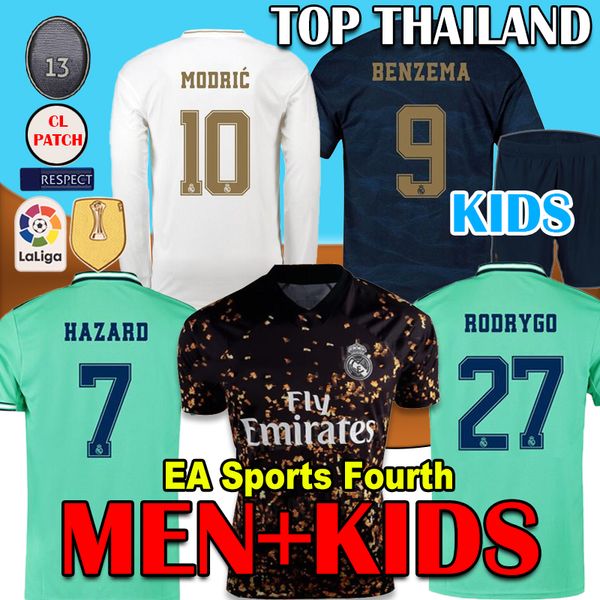 

2019 20 real madrid occer jer ey ea port fourth kit hazard occer hirt a en io i co marcelo madrid 19 20 kid kit football uniform, Black;yellow