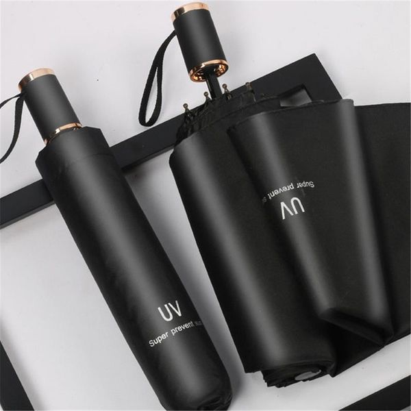 

три раза umbrella ветер устойчив складной зонтик дождь женщина большой ветрозащитных зонтики дождь для мужчин черного покрытия зонтика