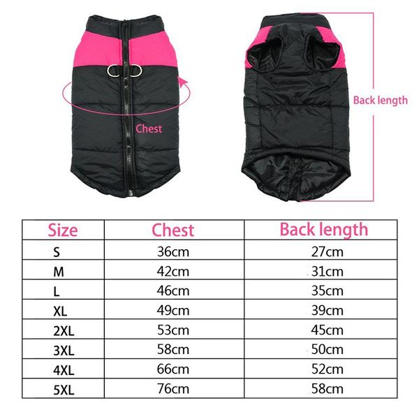 

winter warm pets clothes waterproof pet dog padded vest jacket coat for small large dogs retriever pug chihuahua perros clothing
