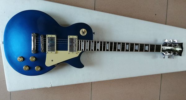 

new fdlp-3042 metal blue color solid body pearl inlay rosewood fretboard lp electric guitar ,ing