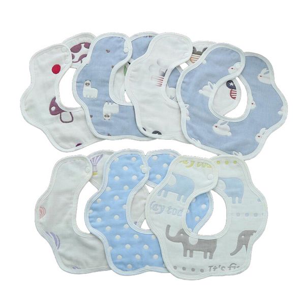 

newborn bibs infant towels baby burp cloths babies print fashion cotton 6 layers 0-3 years