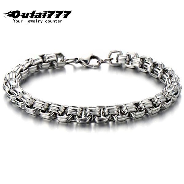 

oulai777 bracelets mens chain on hand stainless steel silver bracelets hip hop rock bracelet gifts for men accessories wholesale, Black