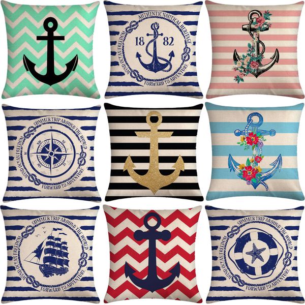 

нашивки океана anchor диван декоративные подушки крышки подушки наволочки льняные 45 * 45 подушка home decor pillowcover 40621